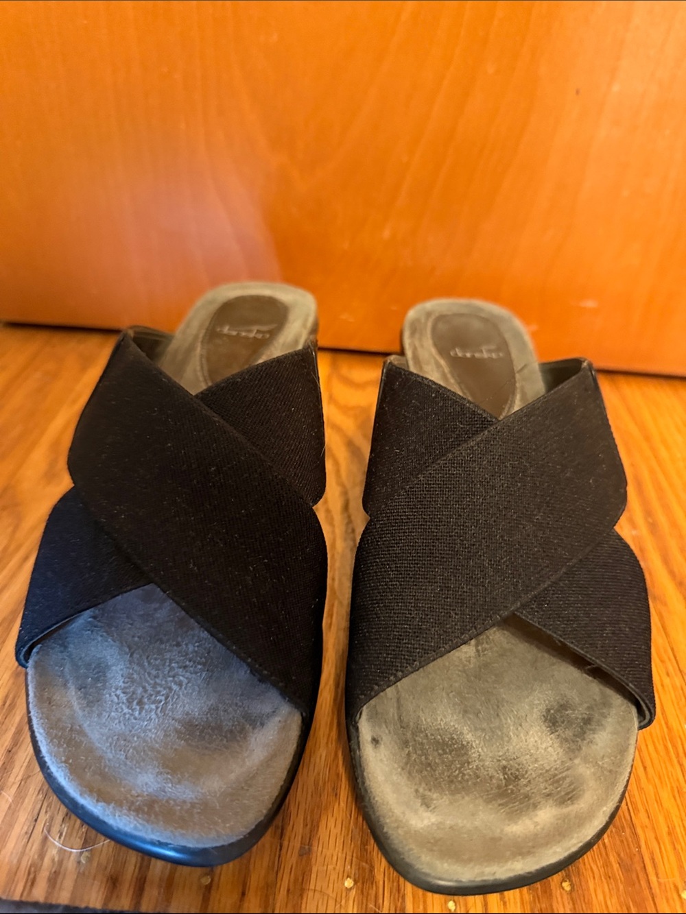 Dansko Black Crisscross Slide Mules - Women's